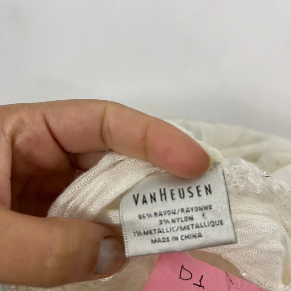 Van Heusen Cream Shimmer Wrap Scarf – Sheer Metallic Stripe Long Stole